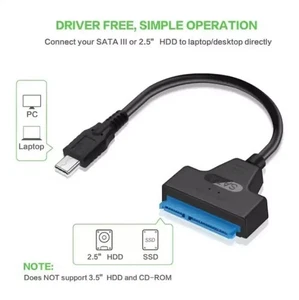 USB - C zu SATA Adapter Kabel mit UASP Support für HDD SSD Festplatten 2.5 Zoll✔ - Bild 1 von 7