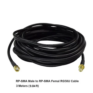 Low Loss RP-SMA Male to RP-SMA Female RG58 U Coaxial Cable 9.84ft 3-Meter - Picture 1 of 2