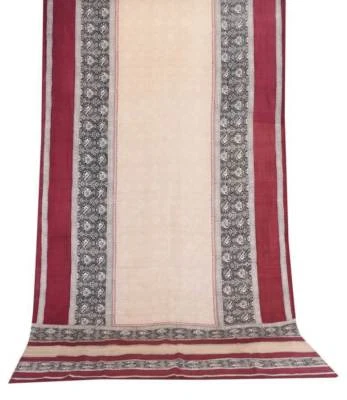 Tela de seda verde sari de crepé puro estampado indio vintage para artesanía arte Foto 1 de 2