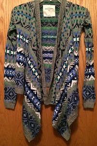 Abercrombie Kids Cardigan Sweater Open Front Nordic Girls Size Small S - Picture 1 of 2