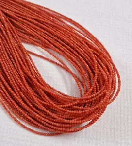 Natural Italian Red Coral Gemstone 2.1 mm Round Beads Full 16 Inch Long Strands - Picture 1 of 16