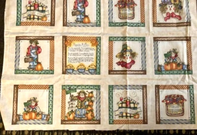 HTF Dianna Marcum Country  20 Squares Pumpkin Recipes Fabric Quilt Panel 46"x35" - Image 1 of 4