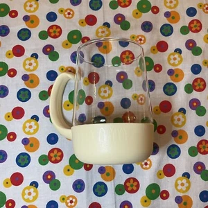 Tazza McDonalds Pyrex vetro e plastica 1982 PIEDISTALLO AVORIO Vintage - Foto 1 di 5