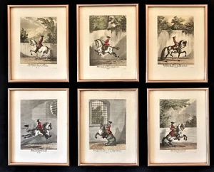 6 X Johann Elias Ridinger Antique Engravings Framed Equestrian Horses Etchings - Imagen 1 de 13
