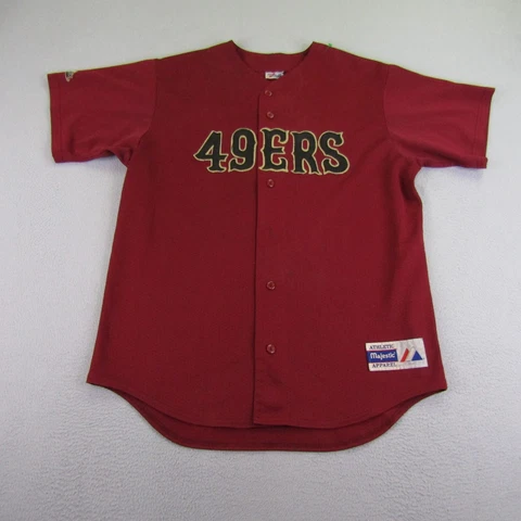 Vintage San Francisco 49ers Jersey Mens Large Red Button Up Shirt NFL Football ^ Cover