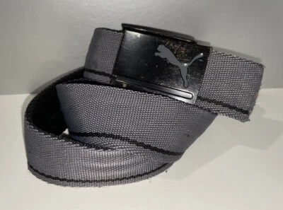 Cinturón de golf para hombre con logotipo de Puma gris tejido correas 36” negro hebilla a rayas Foto 1 de 4
