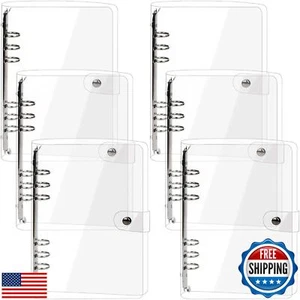Elsjoy 6 Pack A5 Clear PVC Binder, 6-Ring Soft Notebook Binder Transparent Lo - Picture 1 of 5