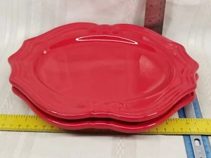 2 Red Ceramic Dinner Plates Tabletop Gallery, French Baroque Series - Picture 1 of 3