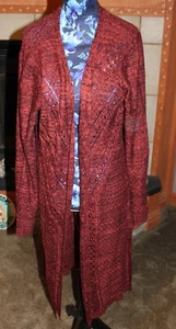 XL NWOT Juniors It's Our Time Open Weave Open Front Long Cardigan Sweater - Picture 1 of 8