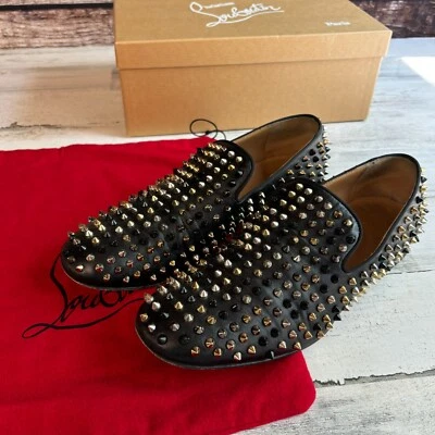 Mocasines Christian Louboutin para Hombres Rollerboy Spike Talla 10.5 Negro Mezcla Foto 1 de 4
