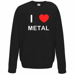 Metal I Love Sweater Pullover Adult Crew Neck Long Sleeved Sweatshirt - Picture 1 of 34