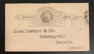 1889 US POSTAL CARD UX9 CHICAGO ILL-MESS KASTER&CO SEBRINGVILLE ONTARIO CANADA - Picture 1 of 2