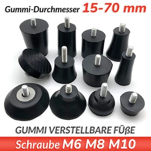 M6 - M10 Gummi verstellbare Füße Schraube Bolzen Nivellierfuß Maschine Möbelfüße - Picture 1 of 58
