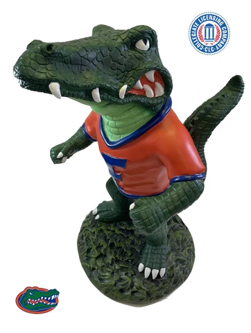 Florida Gator "Albert" Painted Mascot Garden Statue UV Resistant Orange Green Cover