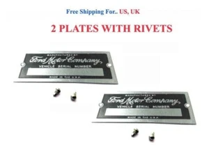 FORD MOTOR COMPANY ID TAG DATA DOOR PLATE SERIAL NUMBER VINTAGE SCRIPT(2 # - Picture 1 of 3