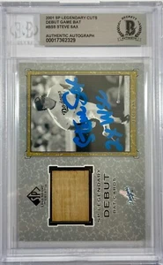 Steve Sax auto insc card 2001 Upper Deck MLB Atlanta Dodgers BAS Encap game used - Picture 1 of 3