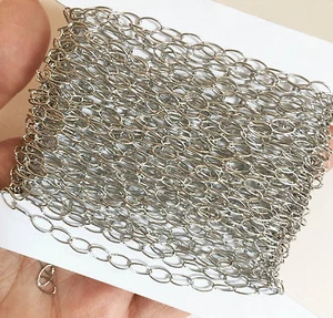 32 Fuß Antik Silber Platin Farbe Plattiert Oval Kabel Kette Großpackung Messing Kette - Bild 1 von 5