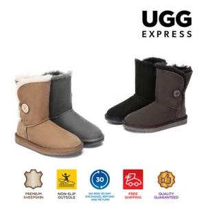 AUSTRALIAN SHEPHERD® UGG Boots Sheepskin Short Button Water Resistant Nonslip - Picture 1 of 39