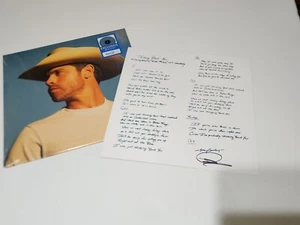 DUSTIN LYNCH Signed 12x12 Lyric Sheet Thinking ‘Bout You Autographed Bundle LP - Picture 1 of 3