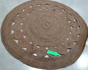 BROWN 5' X 5' RD Broken Thread Rug, Reduced Price 1172753926 NF364T-5R - Picture 1 of 4