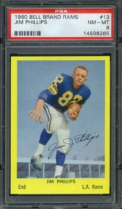 1960 Bell Brand Potato Chips #13 Jim Phillips PSA 8 Los Angeles Rams - Imagen 1 de 1