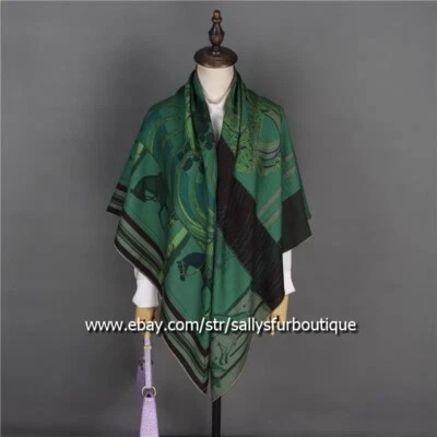 Bufanda envolvente con estampado indio 70 % cachemir 30 % seda chal cuadrado de doble cara 53" Foto 1 de 4