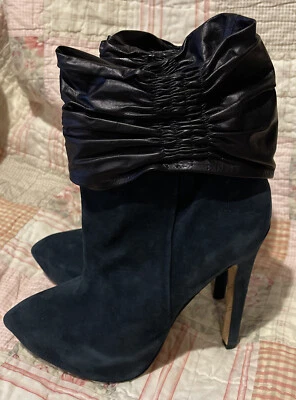 L.A.M.B. Синий замшевый размер 7 Stiletto каблуки ботинок ботинки сутулиться верхний Y2K/сексуальный!! - Изображение 1 из 4