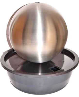 Garten Kugel 40 cm Brunnen Spring Zier V2A Edelstahl Zimmer Matt Quellstar LED - Bild 1 von 4