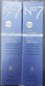 Boots No 7 Lift + Luminate Triple Action Serum wrinkles - Lot of 2 - 1.69 oz ea - Picture 1 of 6