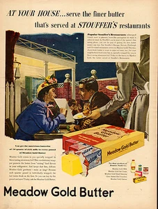 1950 vintage AD MEADOW GOLD BUTTER Stouffer's Restaurants , Night Dining 053117 - Picture 1 of 1