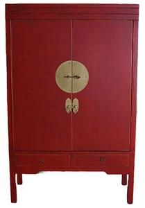 XL CHINESISCHER HOCHZEITSSCHRANK ROT SCHRANK CHINA DIELENSCHRANK WÄSCHESCHRANK - Bild 1 von 7