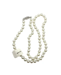Vintage Ivory White Pearl Necklace 18" 6mm Hand Knotted Princess Length Taiwan - Picture 1 of 24