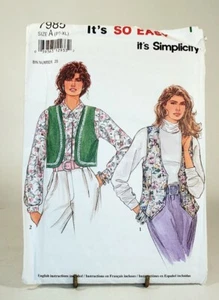 Pattern Misses Vests  Easy  Size Petite to XL  Simplicity 7985 - Picture 1 of 2