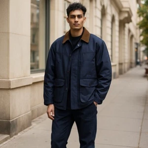 Lands End Denim Flannel Lined Barn Chore Coat Jacket Size L 42-44 - Picture 1 of 15