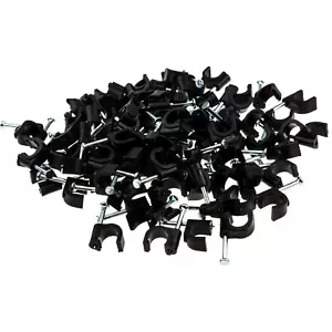 Clips de cable negros redondos tacks con clips flexibles para uñas de mampostería - Imagen 1 de 11