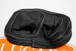 Black Leather White Stitch TDCI gear gaiter Fits Land Rover Defender 90 110 - Picture 1 of 4