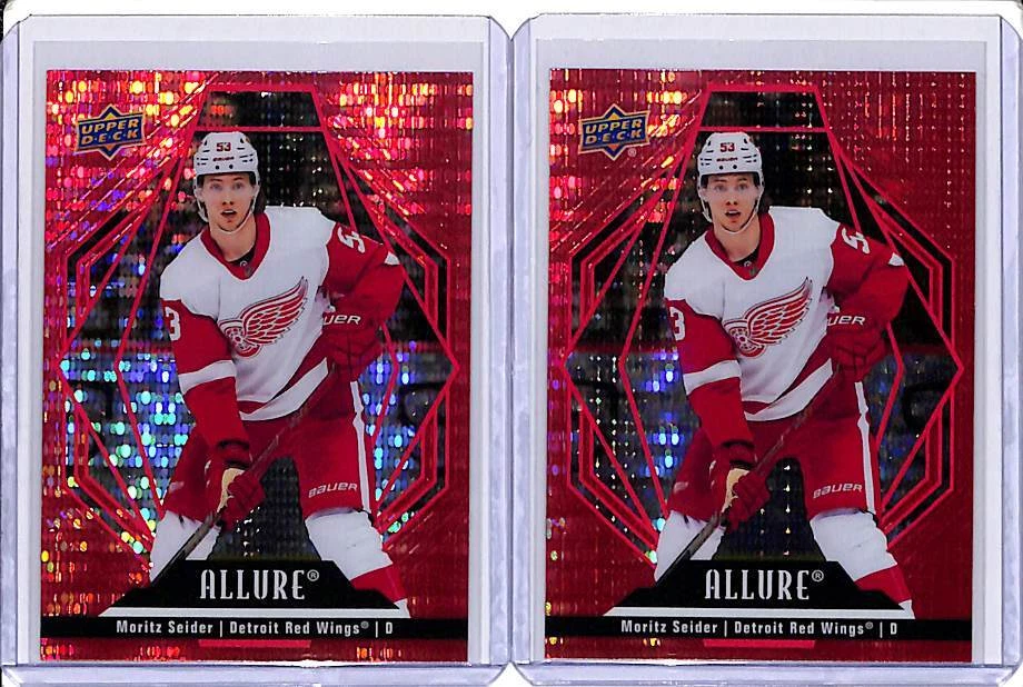 (2) Lot 2022-23 Upper Deck Allure Moritz Seider Red Rainbow #58 Red Wings