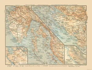 Historic Map - Sibenik Croatia - Baedeker 1910 - 30.15 x 23 - Vintage Wall Art - Picture 1 of 20