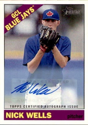 2015 Topps Heritage Minors Real One Autographs Nick Wells ROA-146 NICE - Image 1 of 2