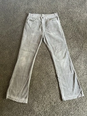 Vintage 1970s Gray Levi’s Corduroy Talon Zip Flare Dress Pants 30x31 White Tab - Image 1 of 4