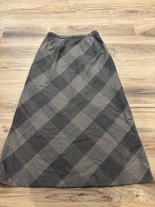 Vintage Pendleton 100% Virgin Wool Gray Plaid Large Check Maxi Skirt Womens 10 - Picture 1 of 7