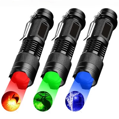 3X LED Taschenlampe Rot/Blau/Grün Licht Taschenlicht Emegency Licht Jagd Lampe - Bild 1 von 4