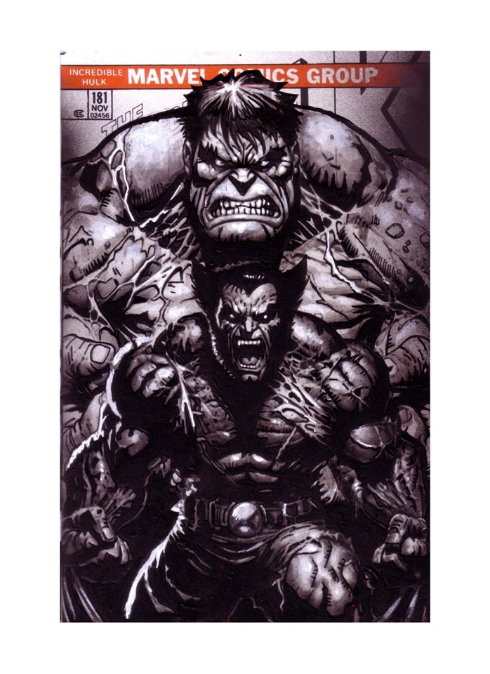 HULK #181 HULK e WOLVERIN CAPA ESBOÇO Arte Original Sportelli - Imagem 1 de 1