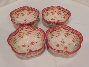 Temp-tations Old World Cranberry Red Scalloped Soup/Salad Cereal Bowl Set of 4 - Picture 1 of 6