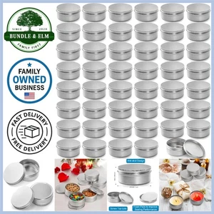 48 Pack Aluminum Round Tins 4 oz Silver Reusable Leak-Resistant Storage - Picture 1 of 10
