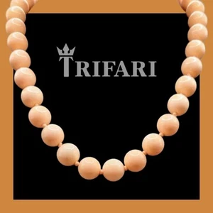 Vintage BIG '80S *CROWN* TRIFARI Peach Necklace FASHIONISTA 1980s EIGHTIES - Picture 1 of 10