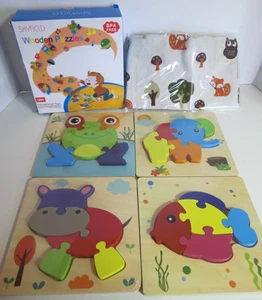 Skyfield Wooden Puzzles 4 Selected Pattern Puzzles 12M+ BRAND NEW SEALED INSIDE - Picture 1 of 13