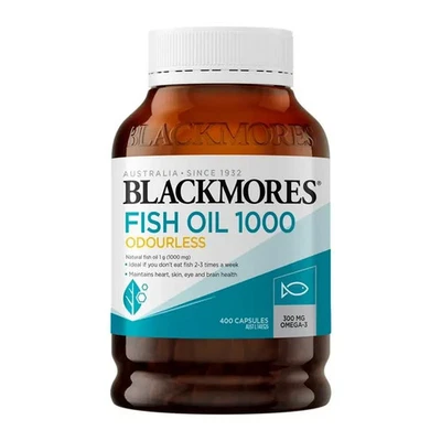 Aceite de pescado natural inodoro Blackmores 1000 mg Omega 3 triglicéridos DHA 400 cápsulas Foto 1 de 3