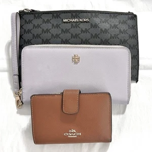 Lot of 3 Tory Burch Michael Kors Coach FOR: Rehab Refurbish AS IS Wallets - Picture 1 of 14