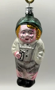 Boy With Letter Envelope Blown Glass Xmas Ornament Czech Republic 4”Hx1.75”W - Picture 1 of 9
